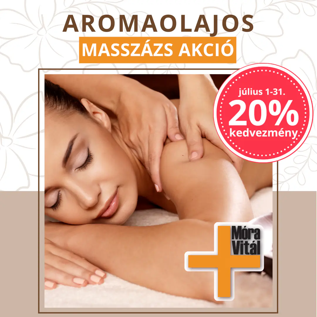 Nő aromaterápiás masszázson, Móra-Vitál